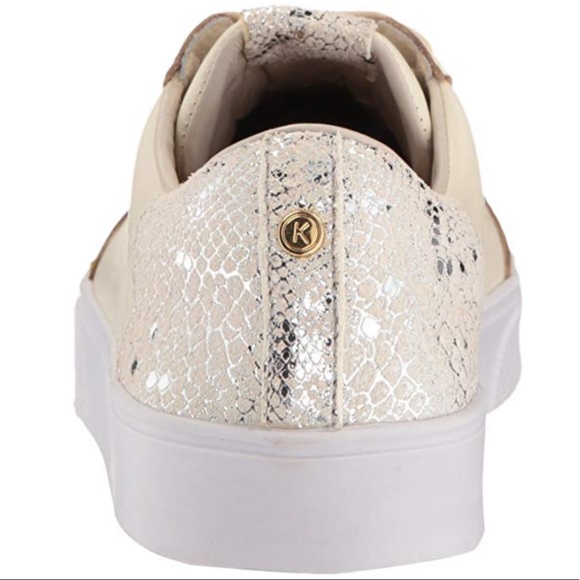 Ivory Contrast Snake Textured Lace Up Sneakers - Picture 4 of 4